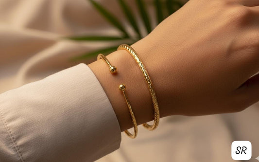 Gold Plated Two Piece Bangles Openable Size