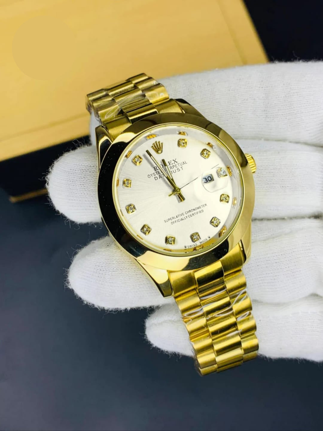 Premium Rolex Regular Stone Watch