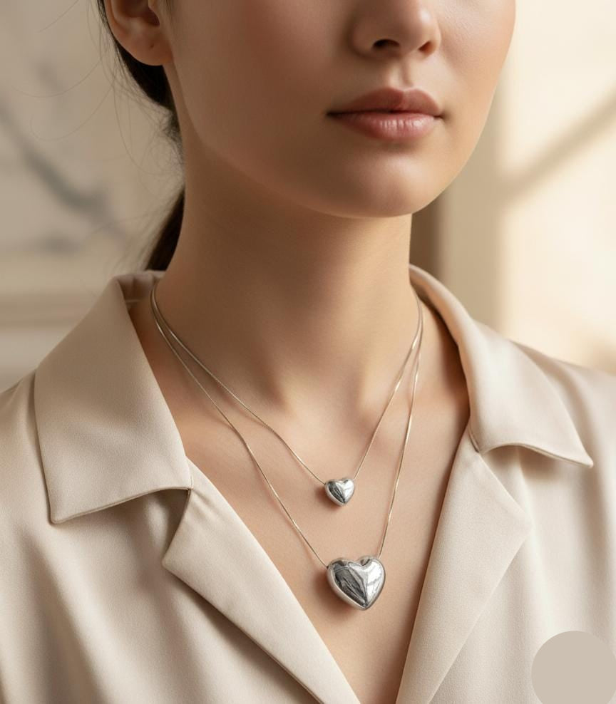 Double Chain Heart Necklace