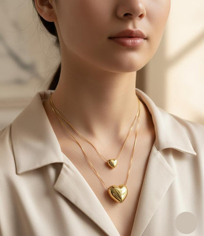 Double Chain Heart Necklace