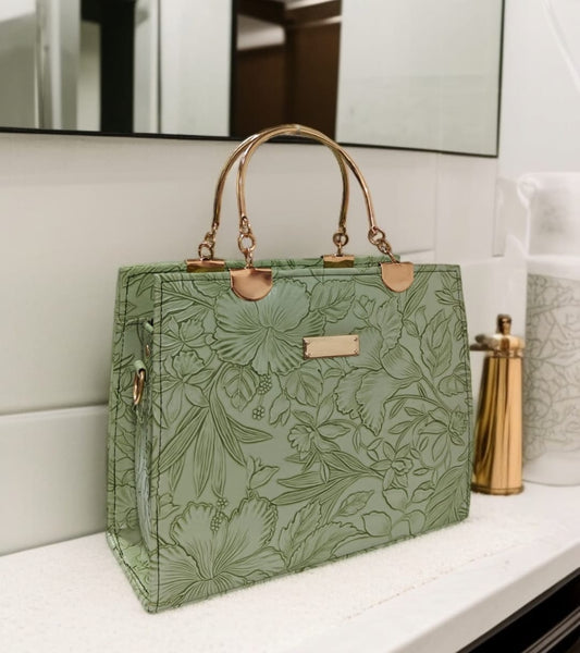 Leather Printed floral totebag